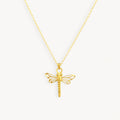 925 STERLING SILVER GOLD DRAGONFLY PENDANT