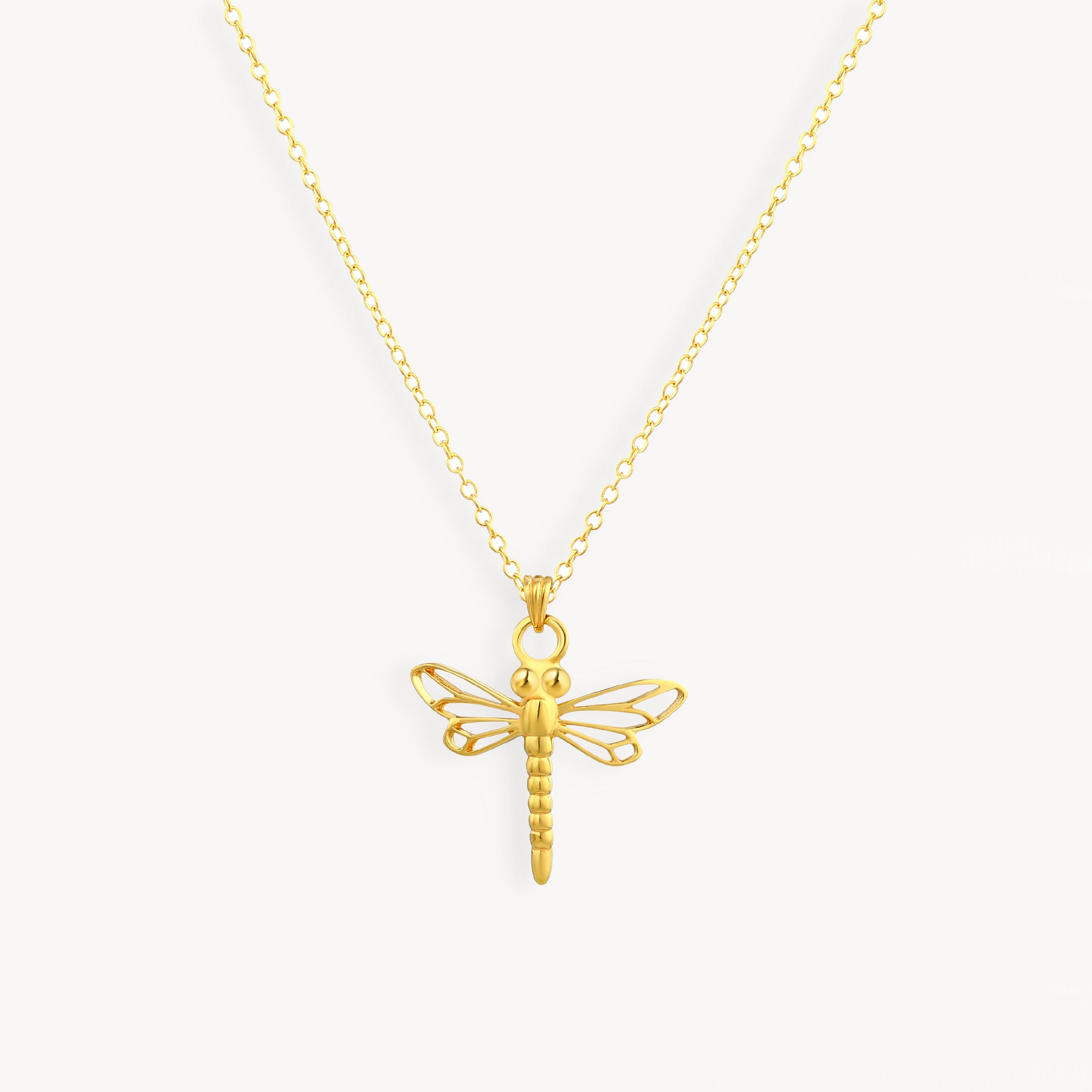 925 STERLING SILVER GOLD DRAGONFLY PENDANT