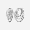 925 STERLING SILVER 30.0 MM. 5 LINES IN LAYER OVAL SHAPE HOOP EARRINGS