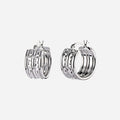 925 STERLING SILVER 25.0 MM. FIVE ROLL TUBES WITH DIAMOND CUT HOOP EARRINGS