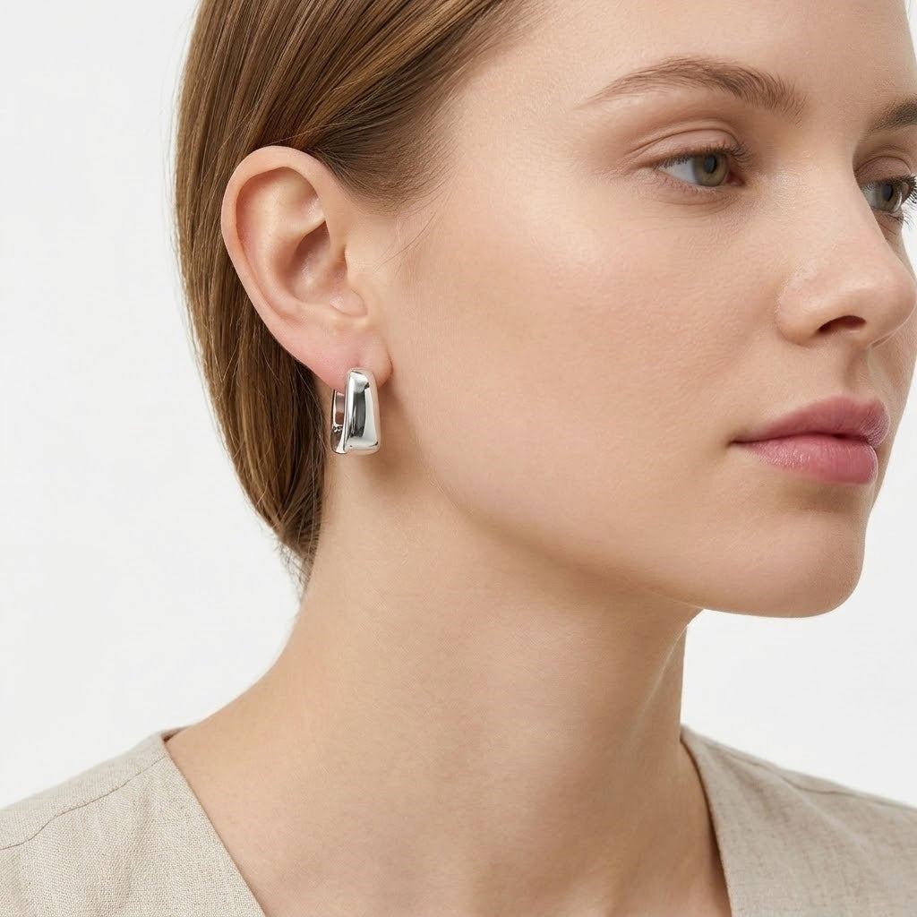 925 STERLING SILVER ELECTROFORM HUGGIE EARRINGS