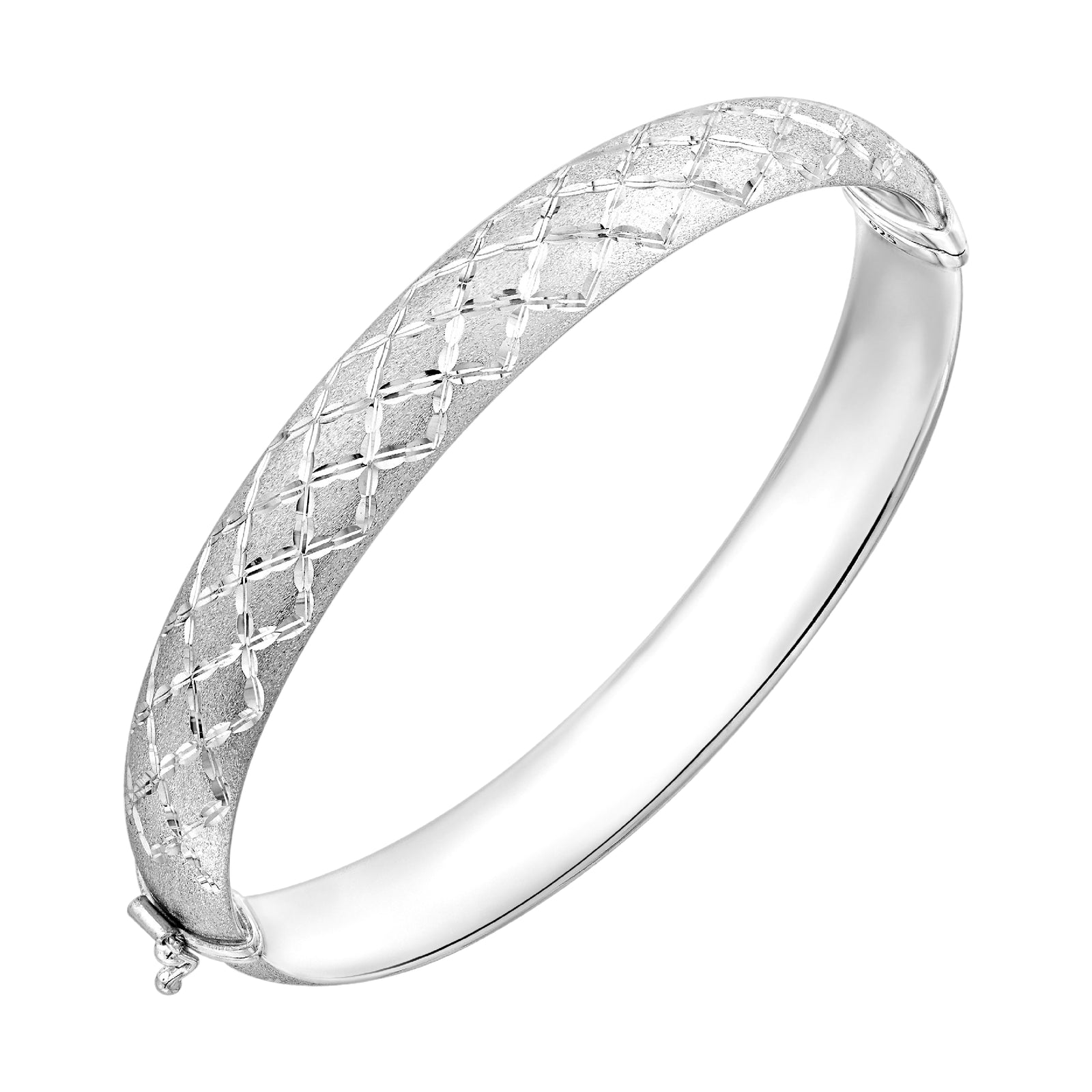 925 STERLING SILVER DIAMOND CUT TUBE HINGED BANGLE