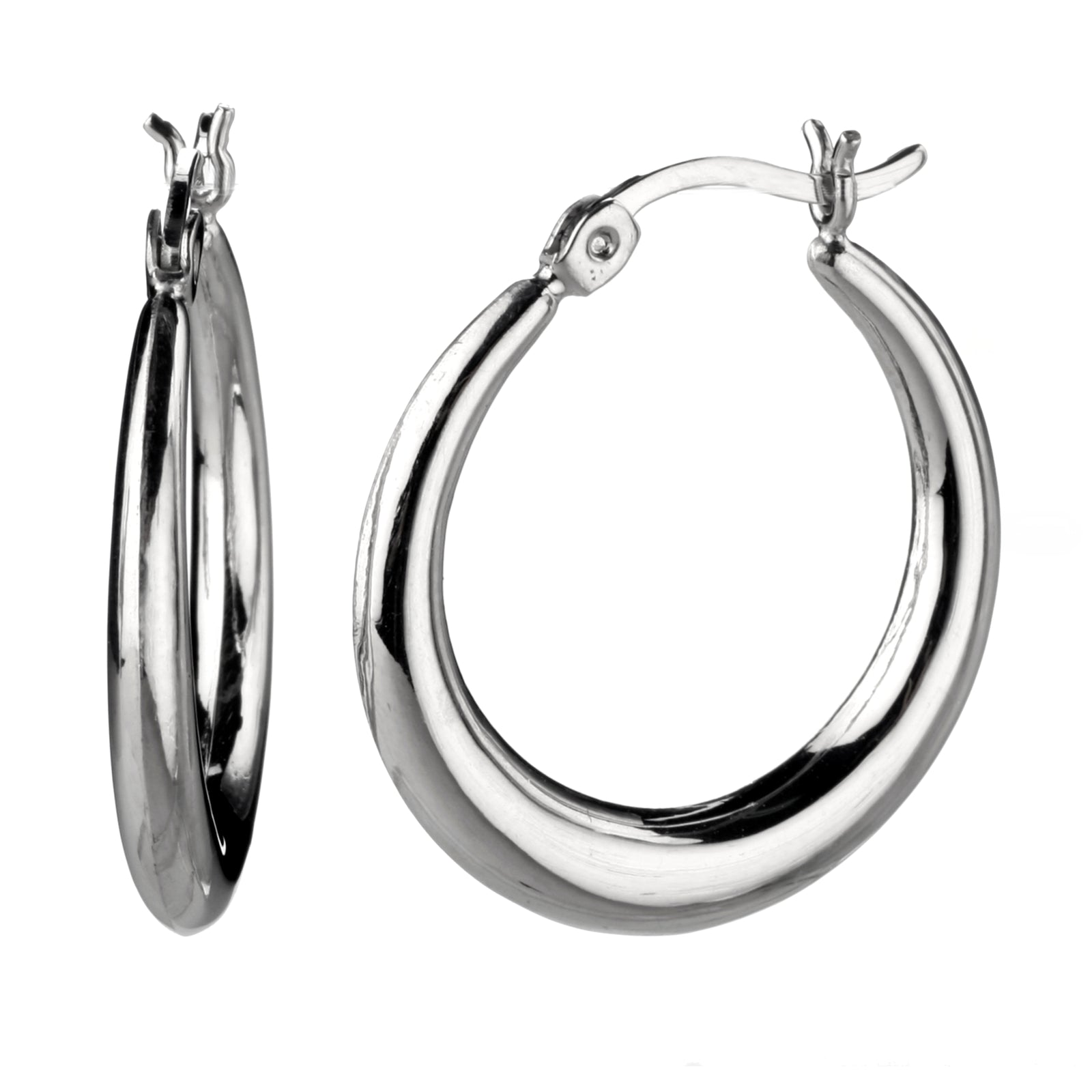 925 STERLING SILVER 20.0 MM. BACK TO BACK MOON SHAPE HOOP EARRINGS