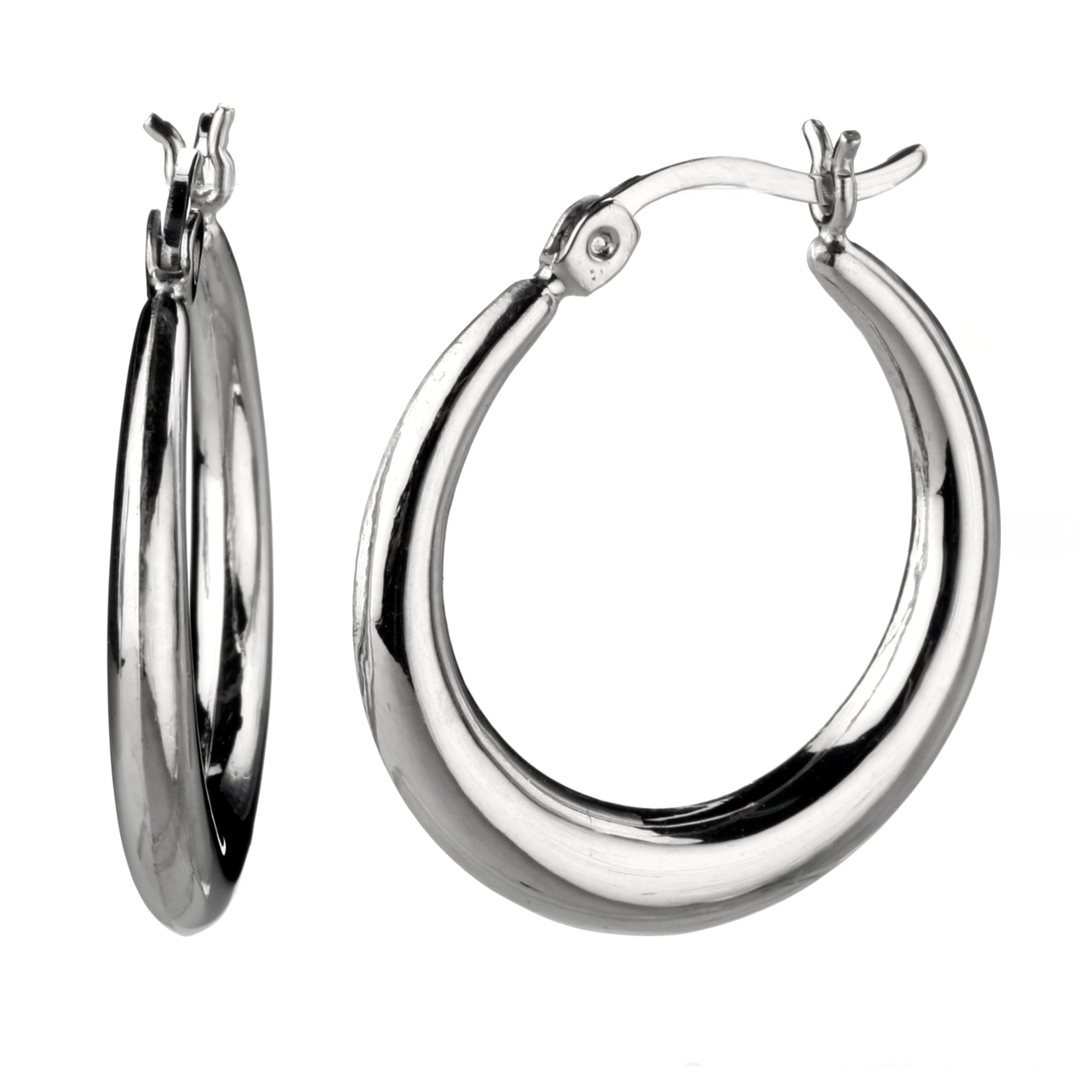 925 STERLING SILVER 20.0 MM. BACK TO BACK MOON SHAPE HOOP EARRINGS