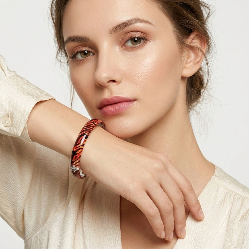 925 STERLING SILVER HEAT TRANSFER HINGED BANGLE