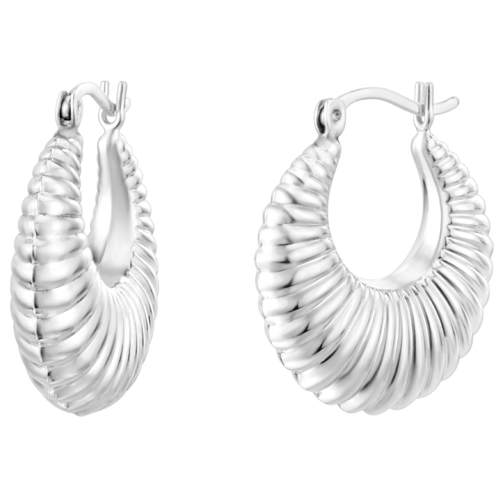 925 STERLING SILVER BACK TO BACK BOLD CROISSANT HOOP EARRINGS