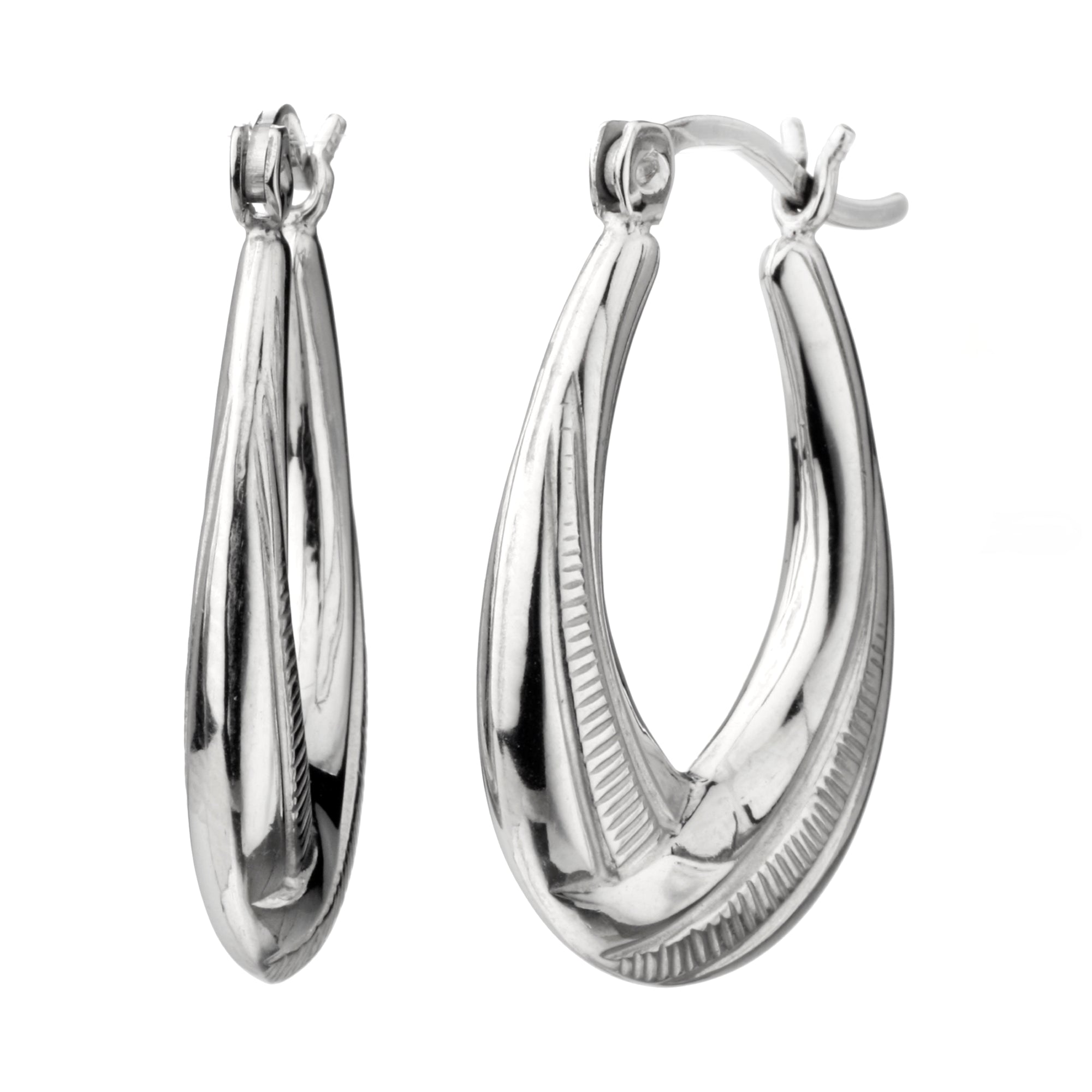925 STERLING SILVER BACK TO BACK TIRE THREAD HOOP EARRINGS