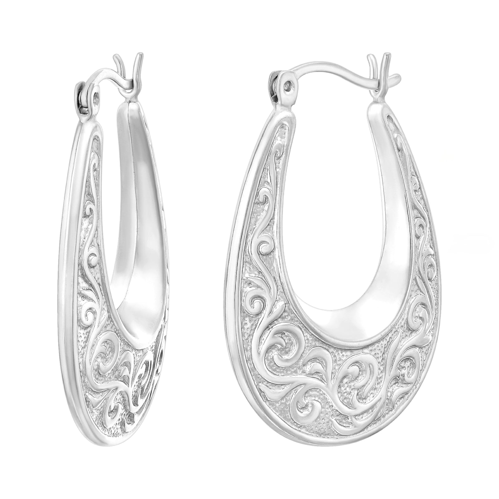 925 STERLING SILVER BACK TO BACK HOOP EARRINGS CLIMBER PATTERN