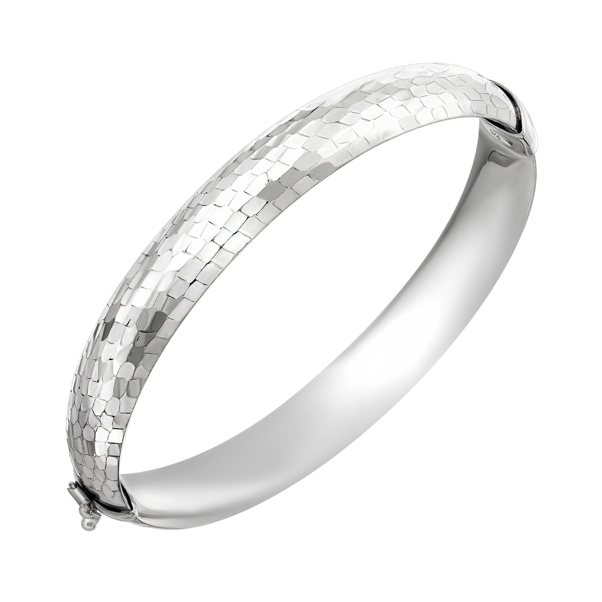 925 STERLING SILVER DIAMOND CUT TUBE HINGED BANGLE