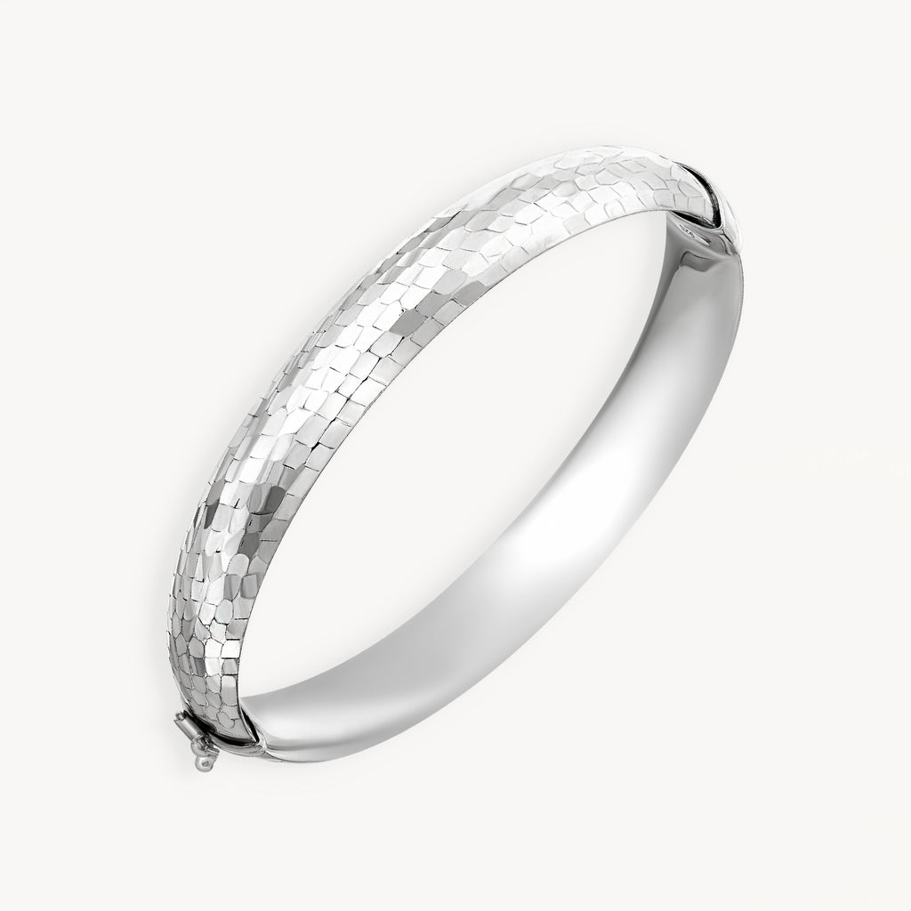 925 STERLING SILVER DIAMOND CUT TUBE HINGED BANGLE