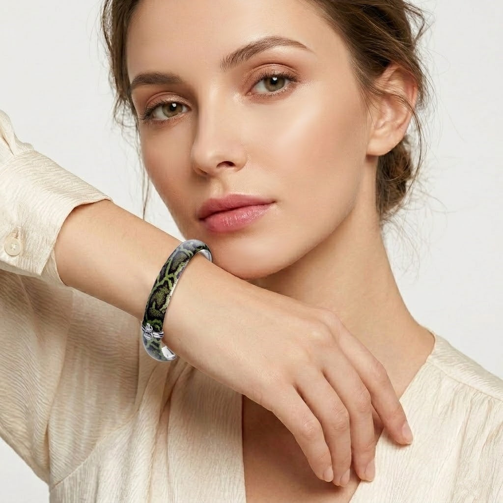 925 STERLING SILVER HEAT TRANSFER HINGED BANGLE