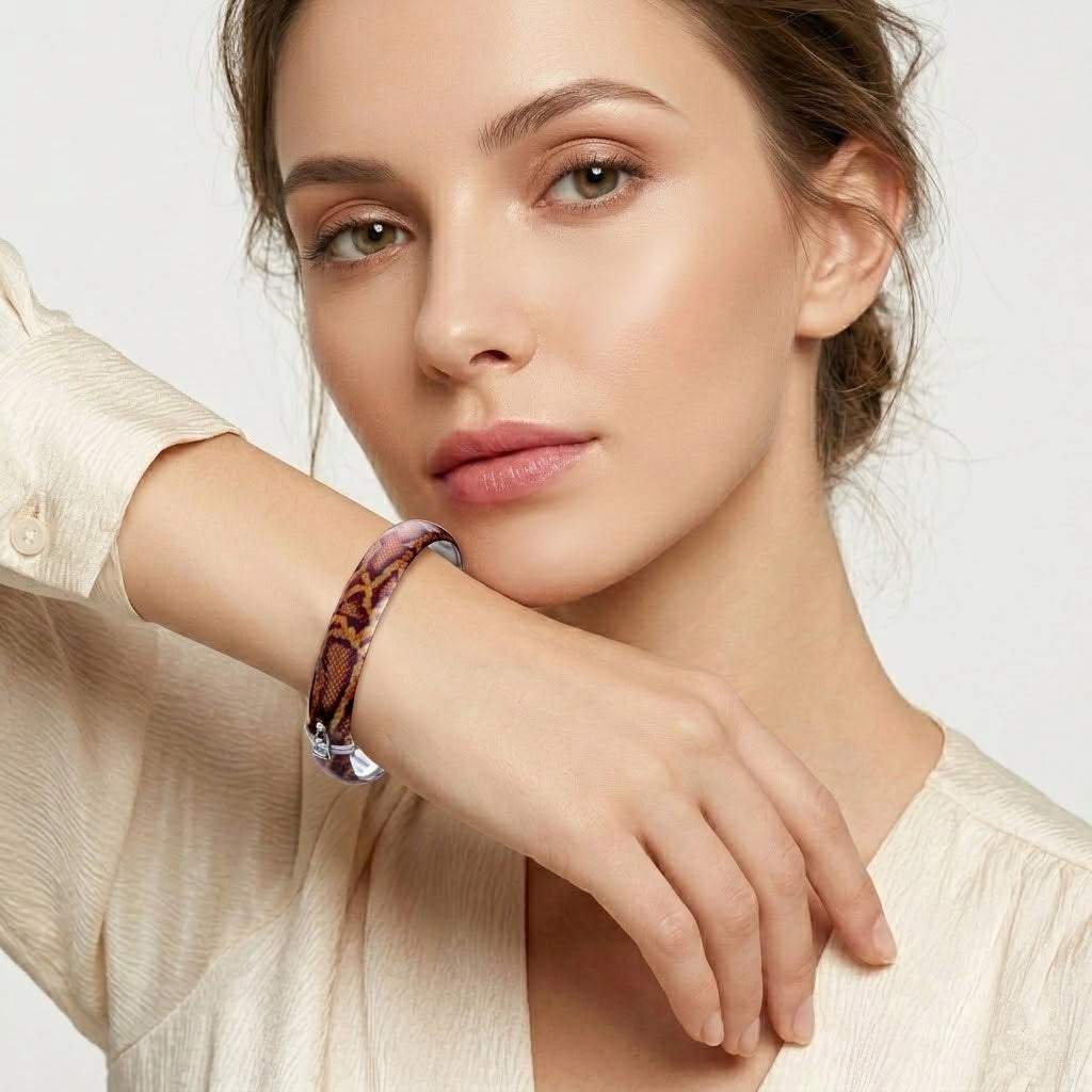 925 STERLING SILVER HEAT TRANSFER HINGED BANGLE