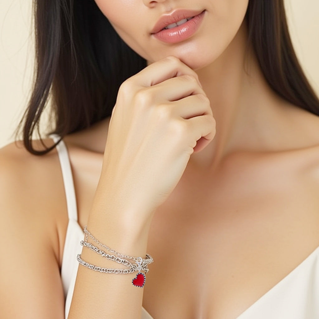 925 STERLING SILVER HEART ENAMEL CHARM F39151