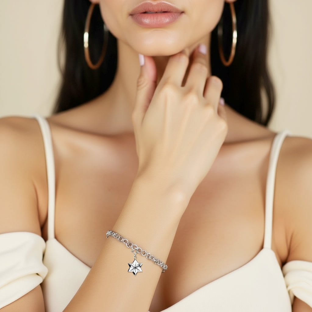 925 STERLING SILVER LIGHT WEIGHT SIX POINTED STAR CHARM F51477