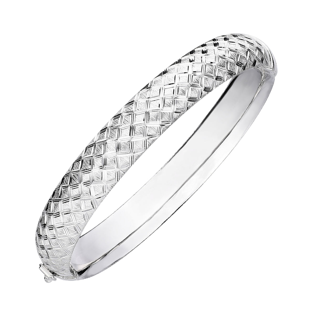 925 STERLING SILVER DIAMOND CUT TUBE HINGED BANGLE