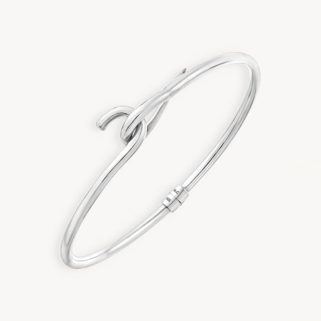 925 STERLING SILVER CASTED LOCK HINGED BANGLE