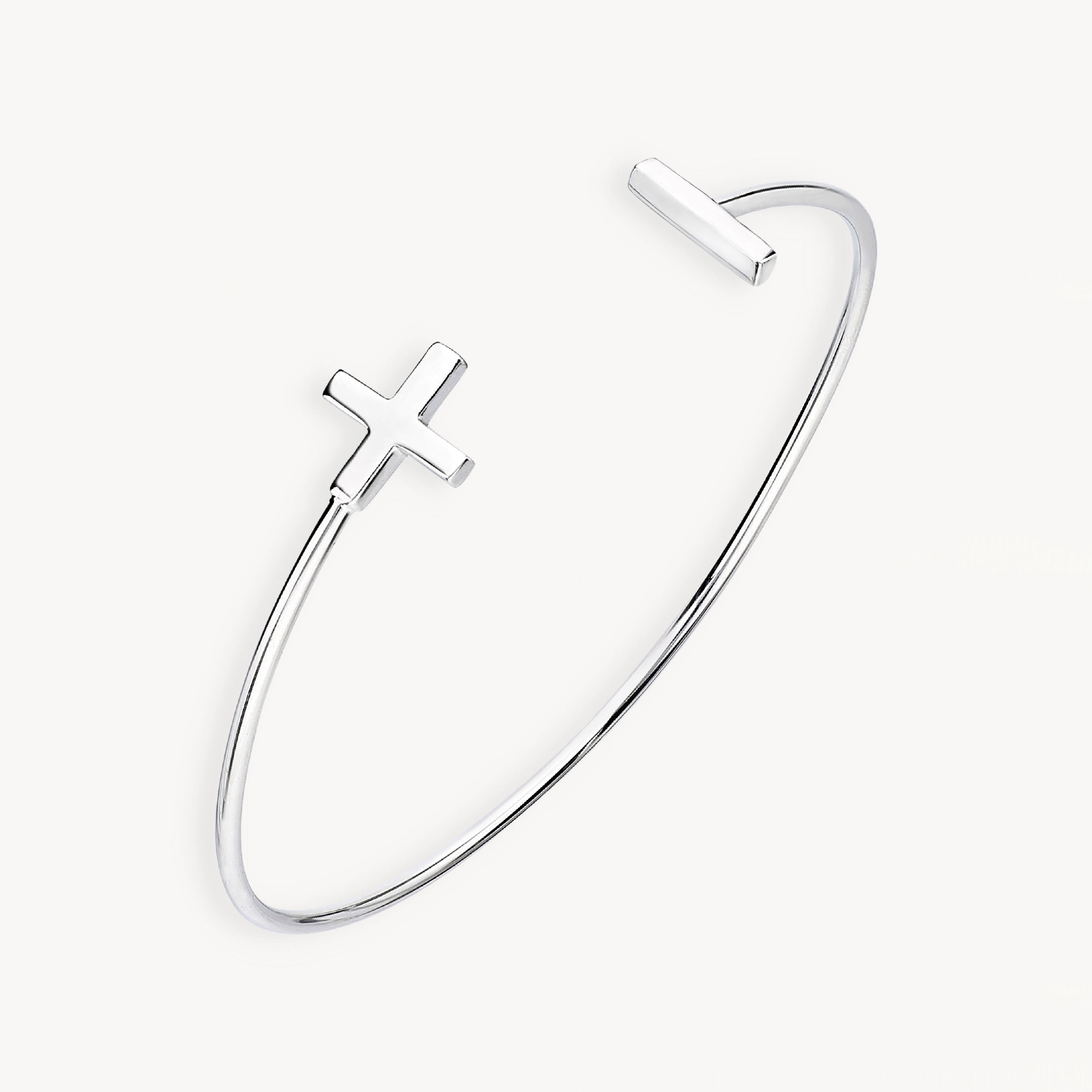 925 STERLING SILVER PLUS&MINUS CUFF BANGLE