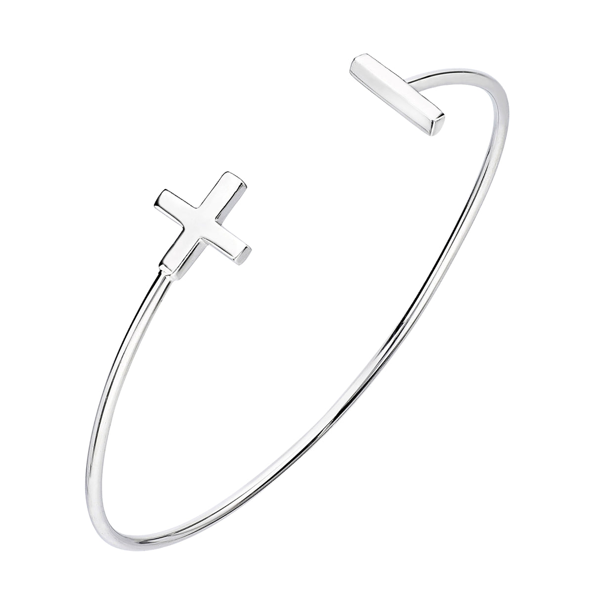 925 STERLING SILVER PLUS&MINUS CUFF BANGLE