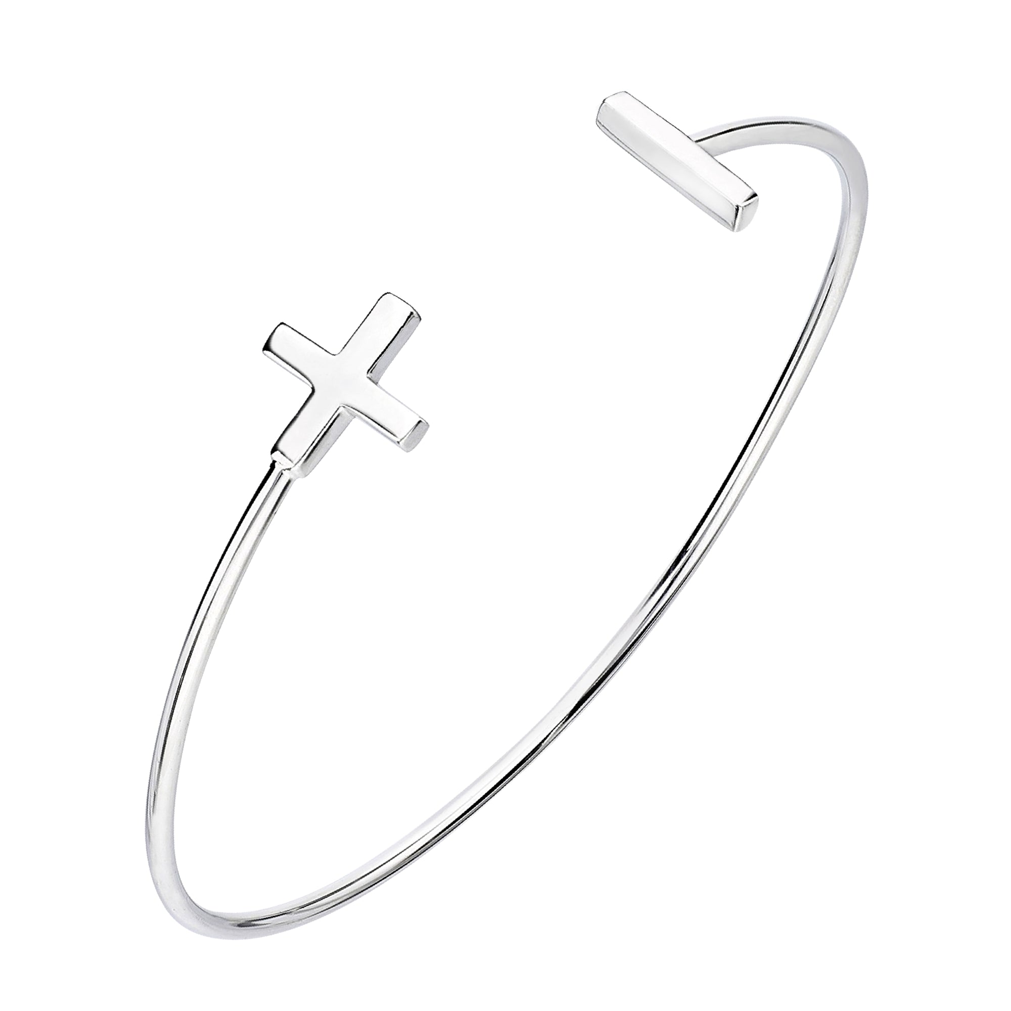 925 STERLING SILVER PLUS&MINUS CUFF BANGLE