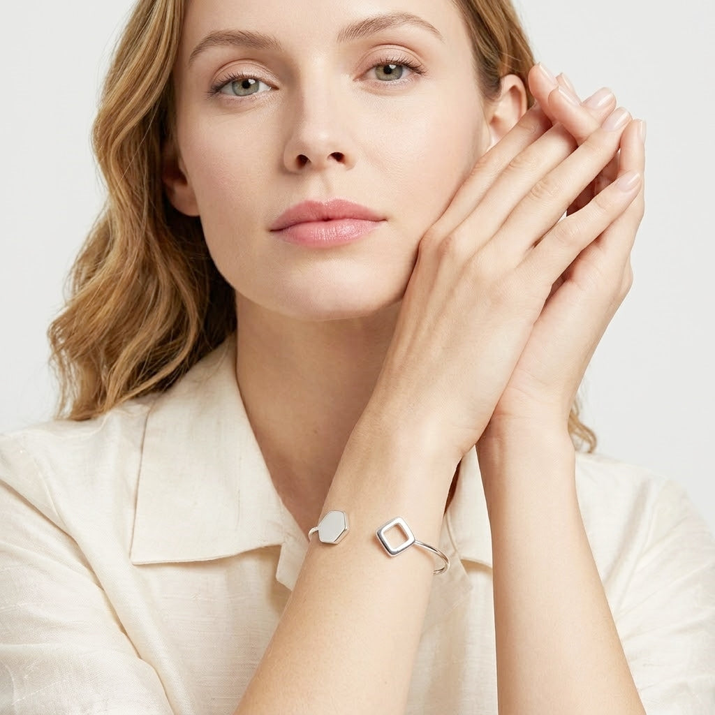 925 STERLING SILVER OCTAGON CUFF BANGLE