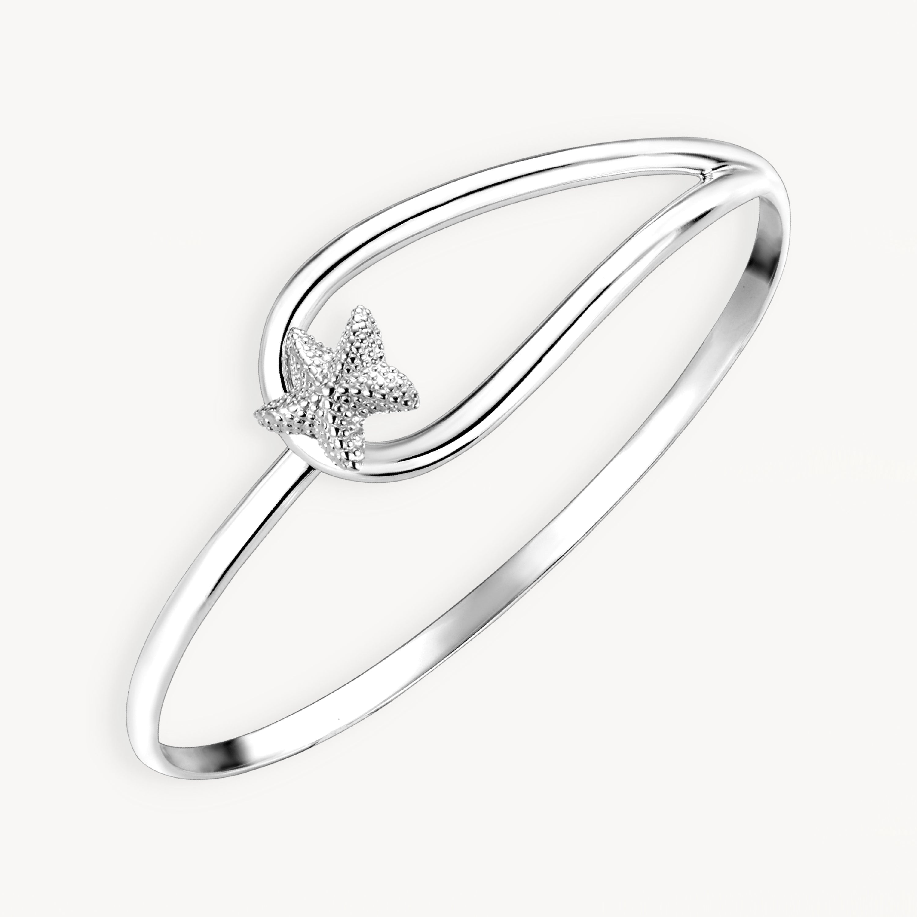 925 STERLING SILVER STAR FISH SLIP ON BANGLE
