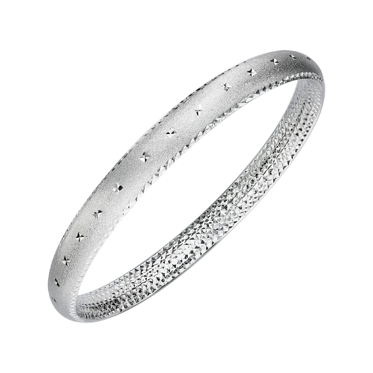 925 STERLING SILVER DIAMOND CUT SLIP ON BANGLE