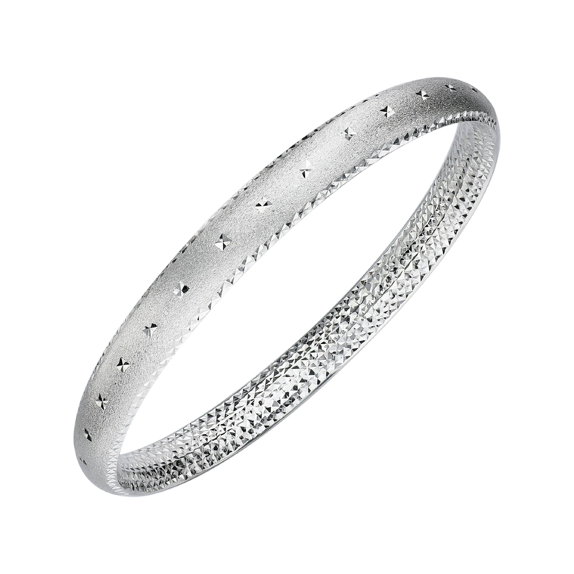 925 STERLING SILVER DIAMOND CUT SLIP ON BANGLE
