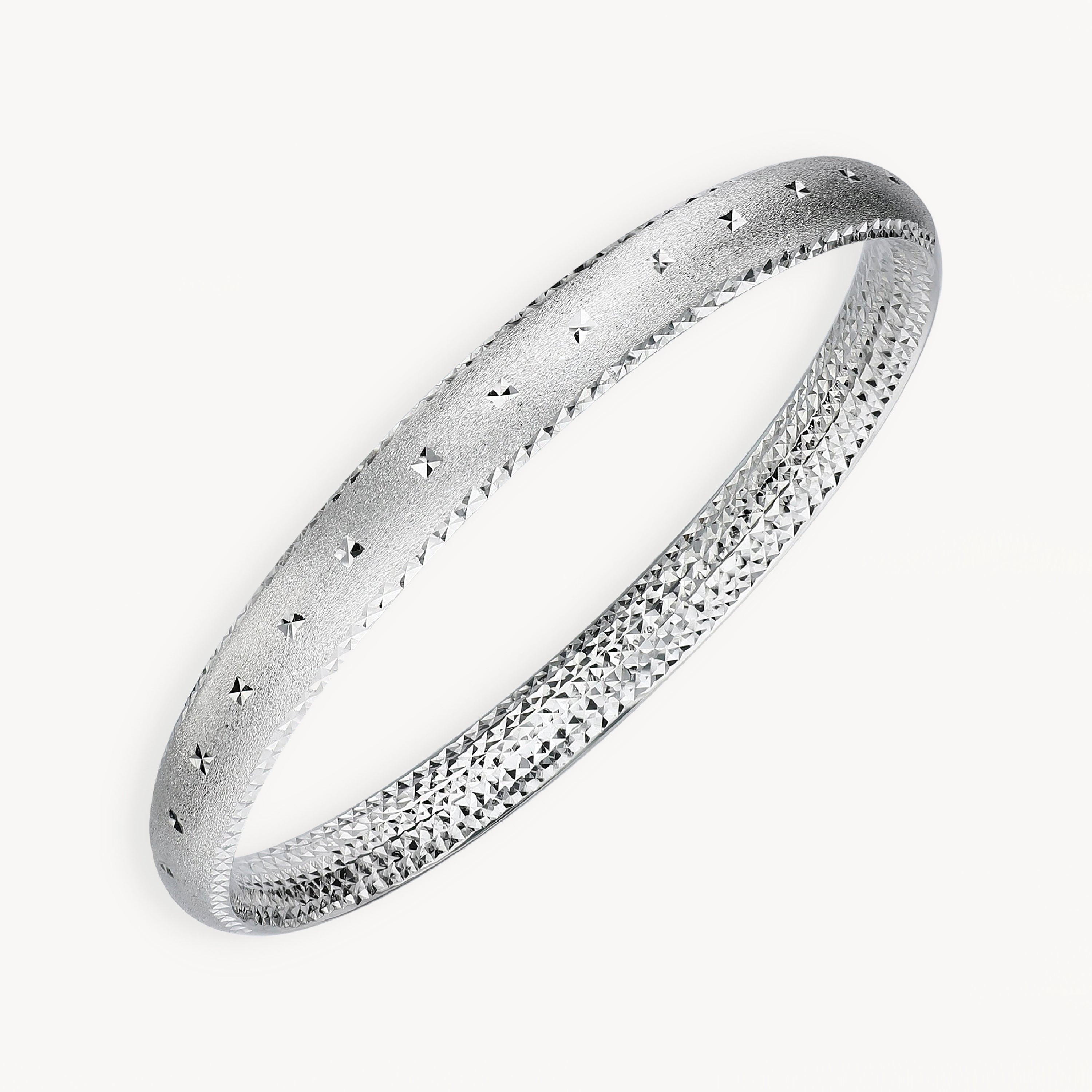 925 STERLING SILVER DIAMOND CUT SLIP ON BANGLE
