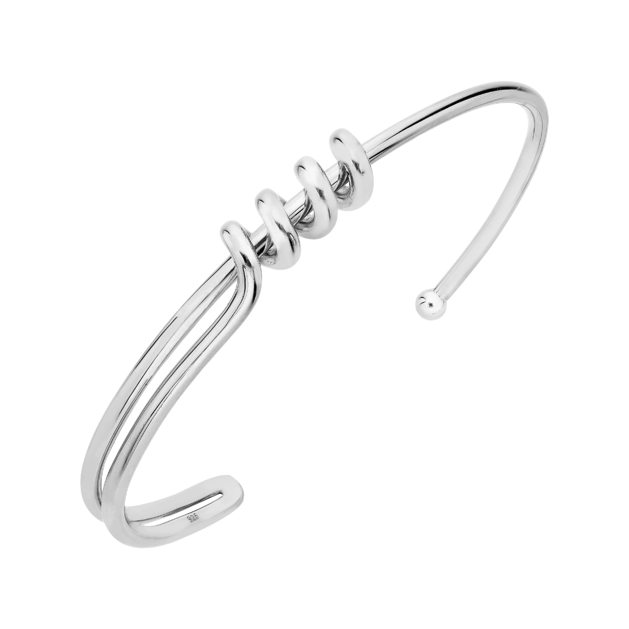 925 STERLING SILVER SPIRAL TUBE CUFF BANGLE