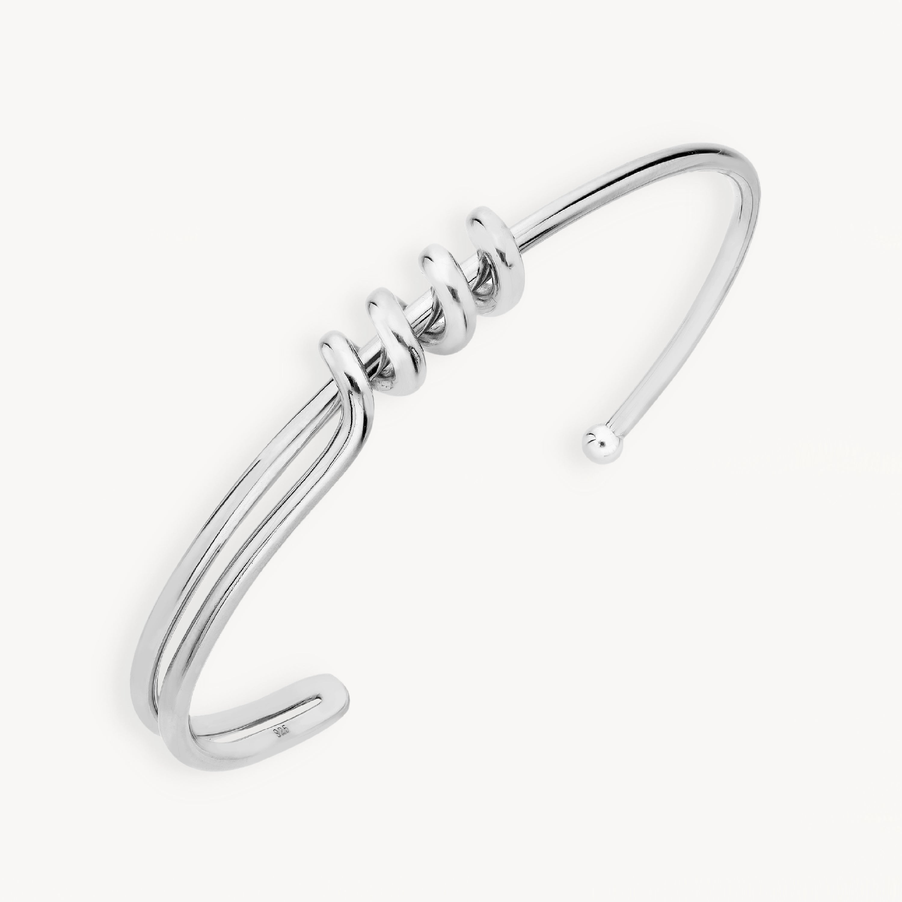 925 STERLING SILVER SPIRAL TUBE CUFF BANGLE