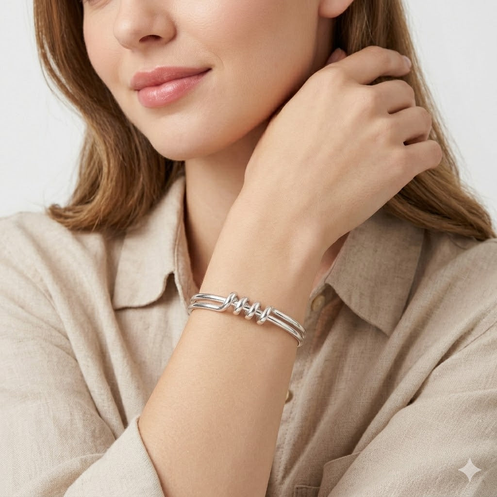925 STERLING SILVER SPIRAL TUBE CUFF BANGLE