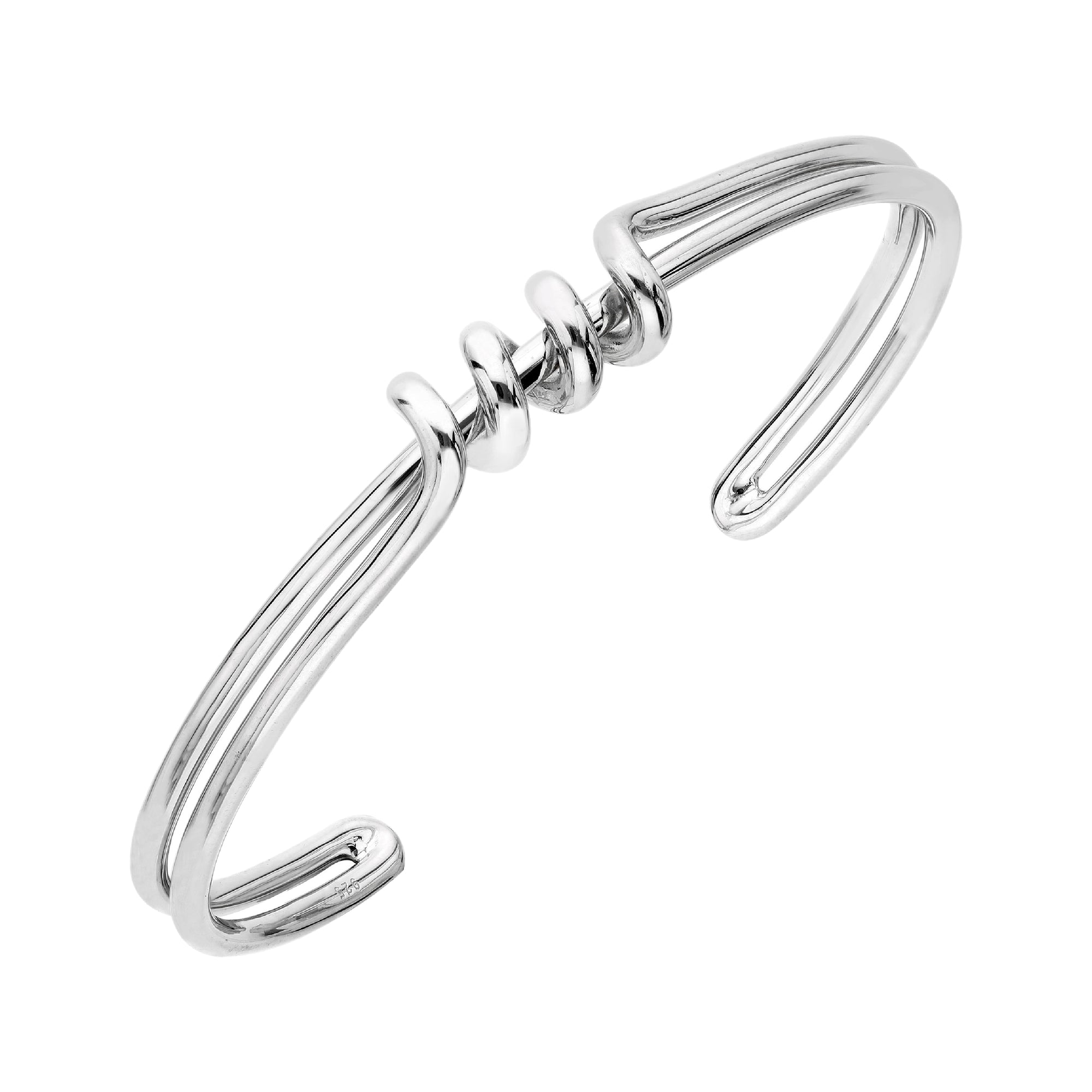 925 STERLING SILVER SPIRAL TUBE CUFF BANGLE