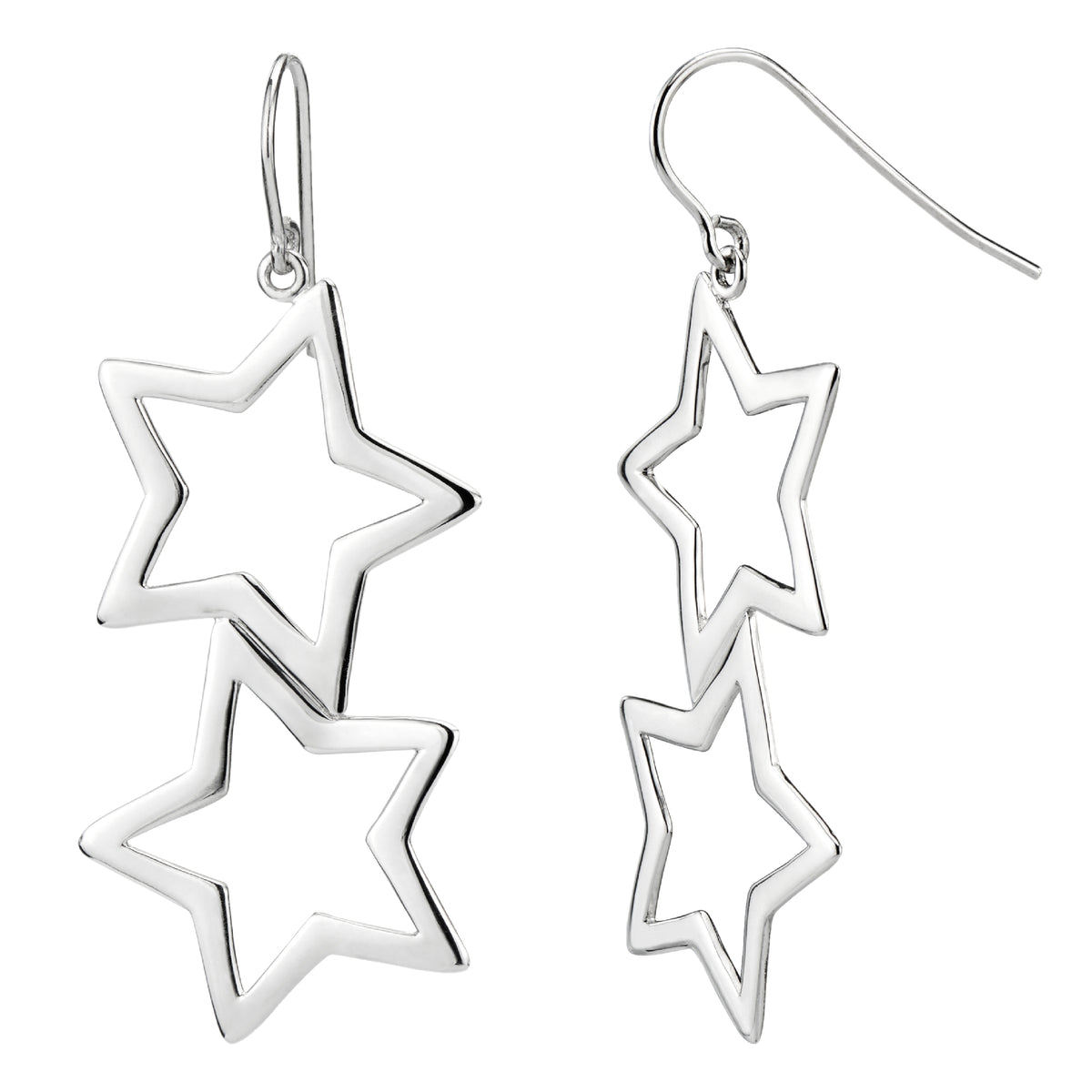 925 STERLING SILVER DANGLED STAR EARRINGS