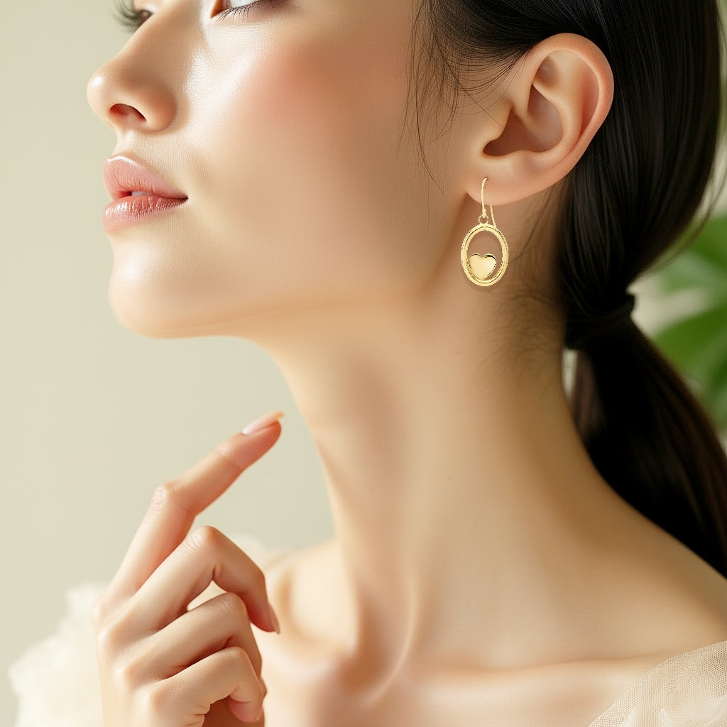 925 STERLING SILVER LIGHT WEIGHT HEART DANGLE EARRINGS