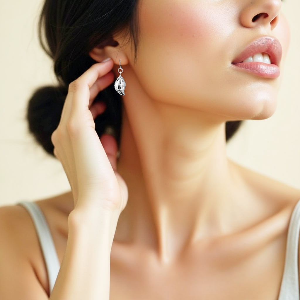 925 STERLING SILVER DANGLED CONCH EARRINGS