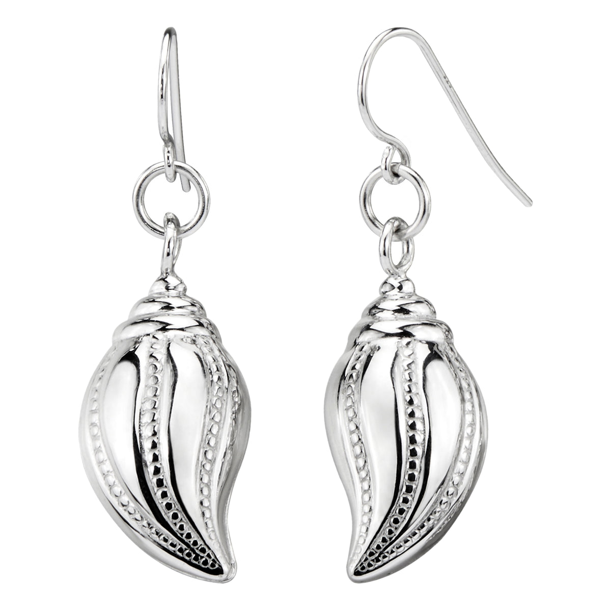 925 STERLING SILVER DANGLED CONCH EARRINGS