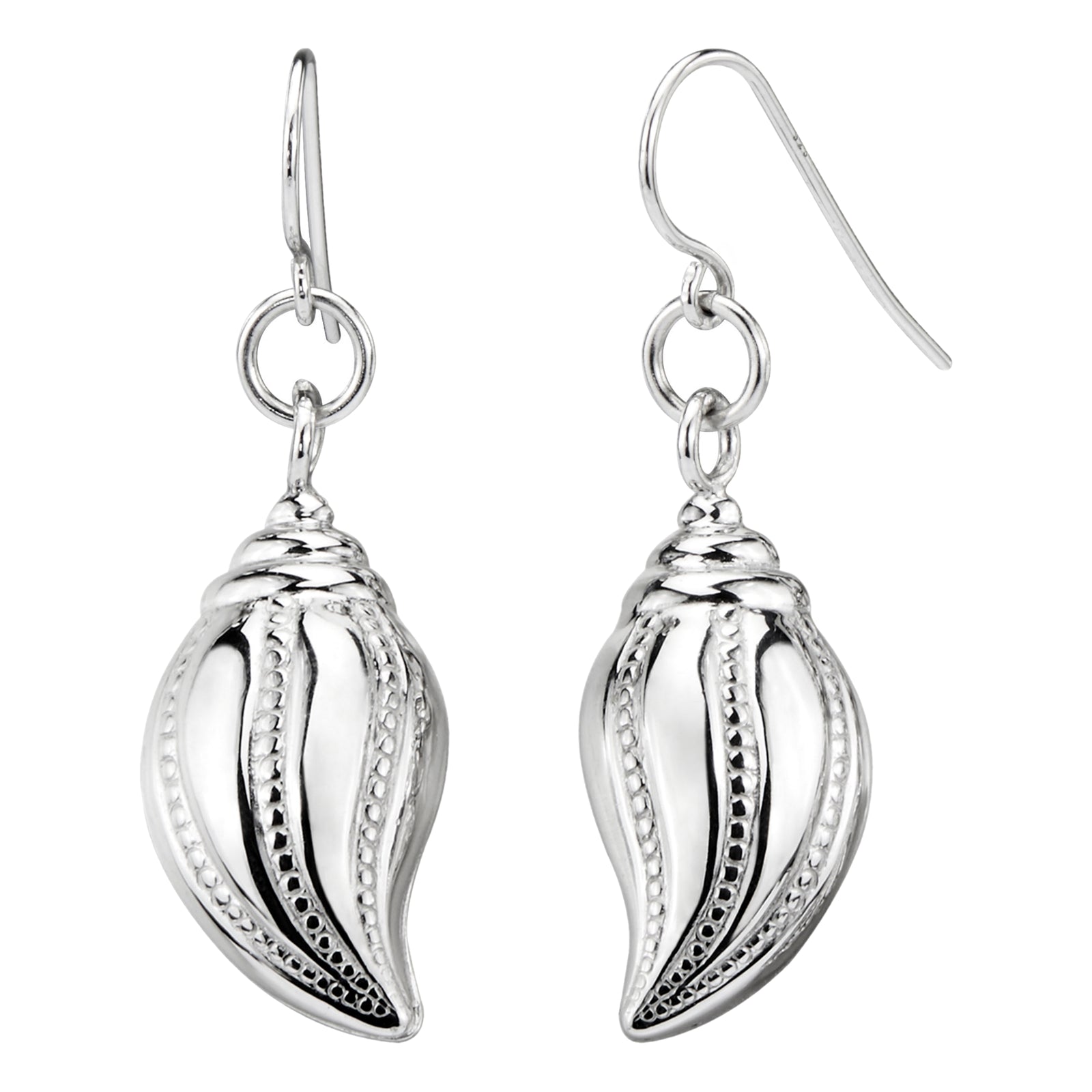 925 STERLING SILVER DANGLED CONCH EARRINGS