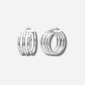925 STERLING SILVER 25.0 MM. FIVE ROLL TUBES HOOP EARRINGS