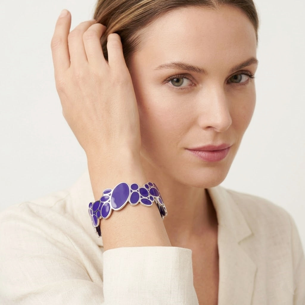 925 STERLING SILVER CLASSIC RESIN WITH ENAMEL BANGLE