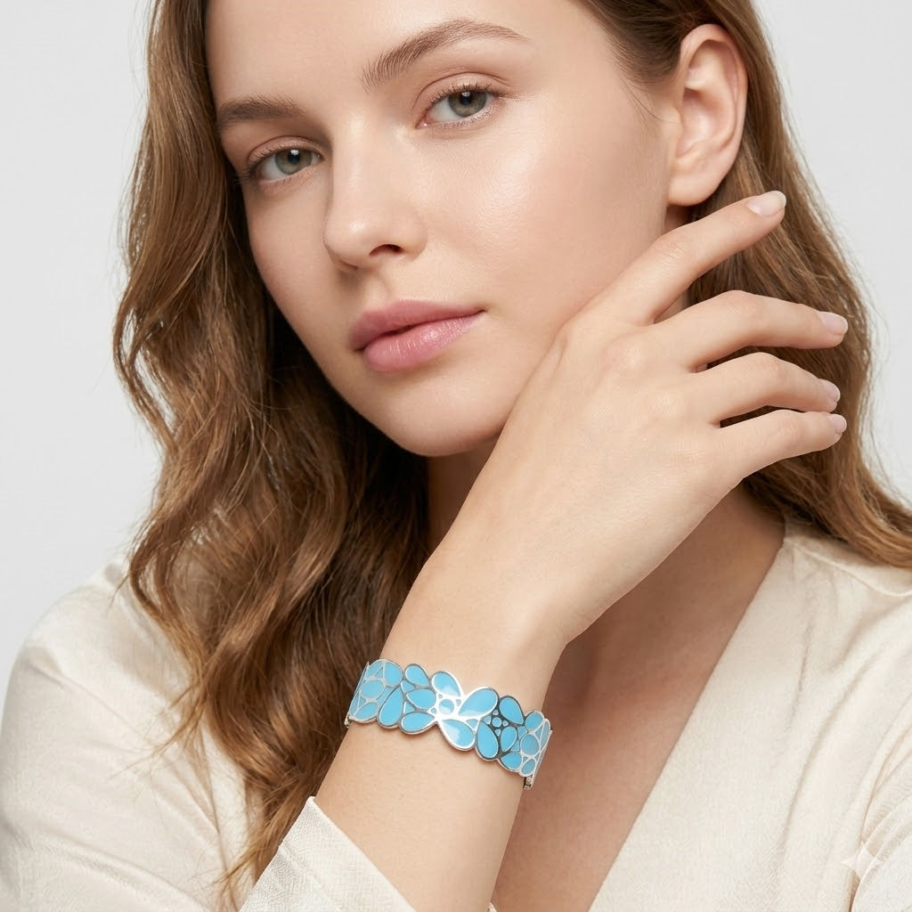 925 STERLING SILVER CLASSIC RESIN WITH ENAMEL BANGLE