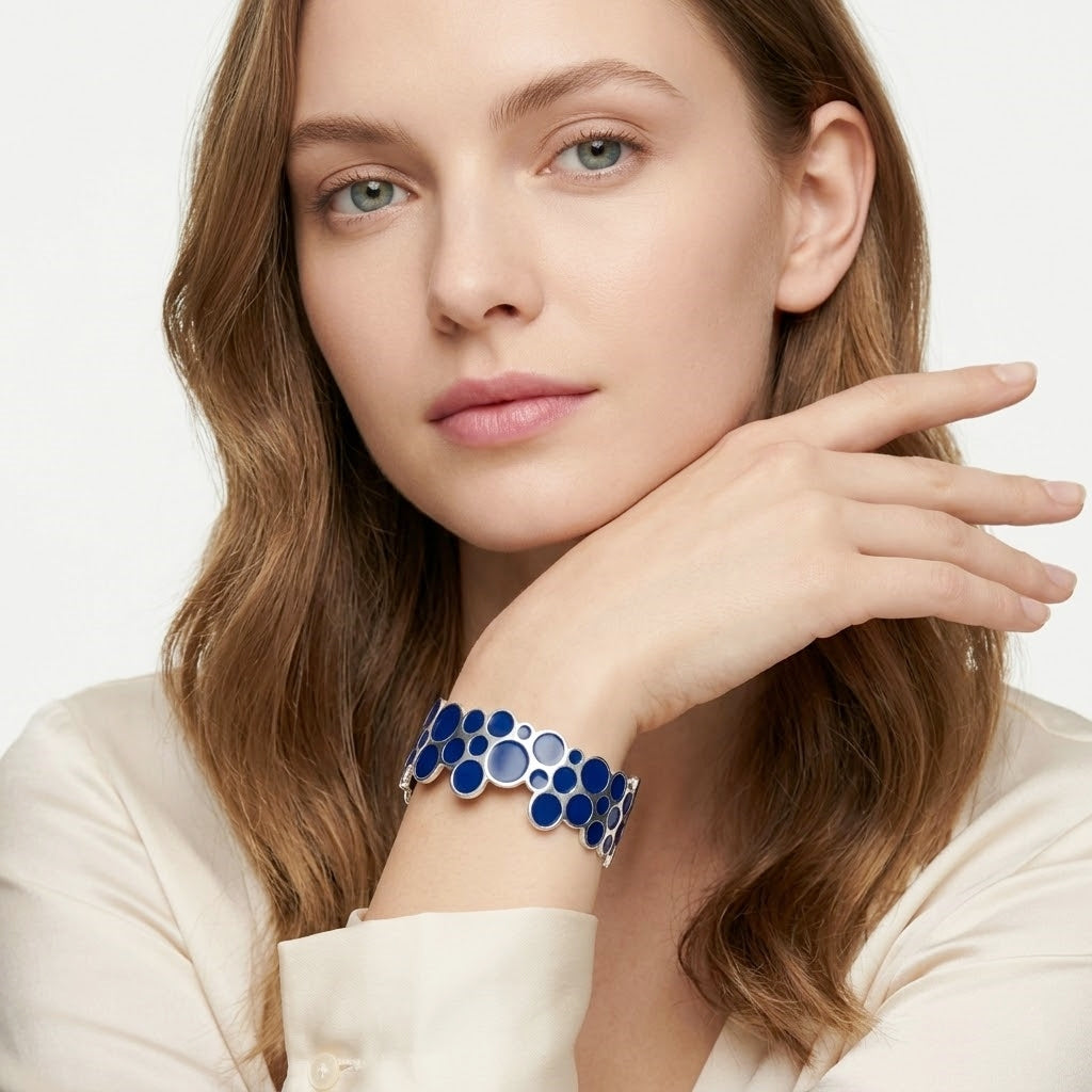 925 STERLING SILVER CLASSIC RESIN WITH ENAMEL BANGLE