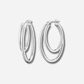 925 STERLING SILVER 40.0 MM. DOULBE OVAL LINES HOOP EARRINGS