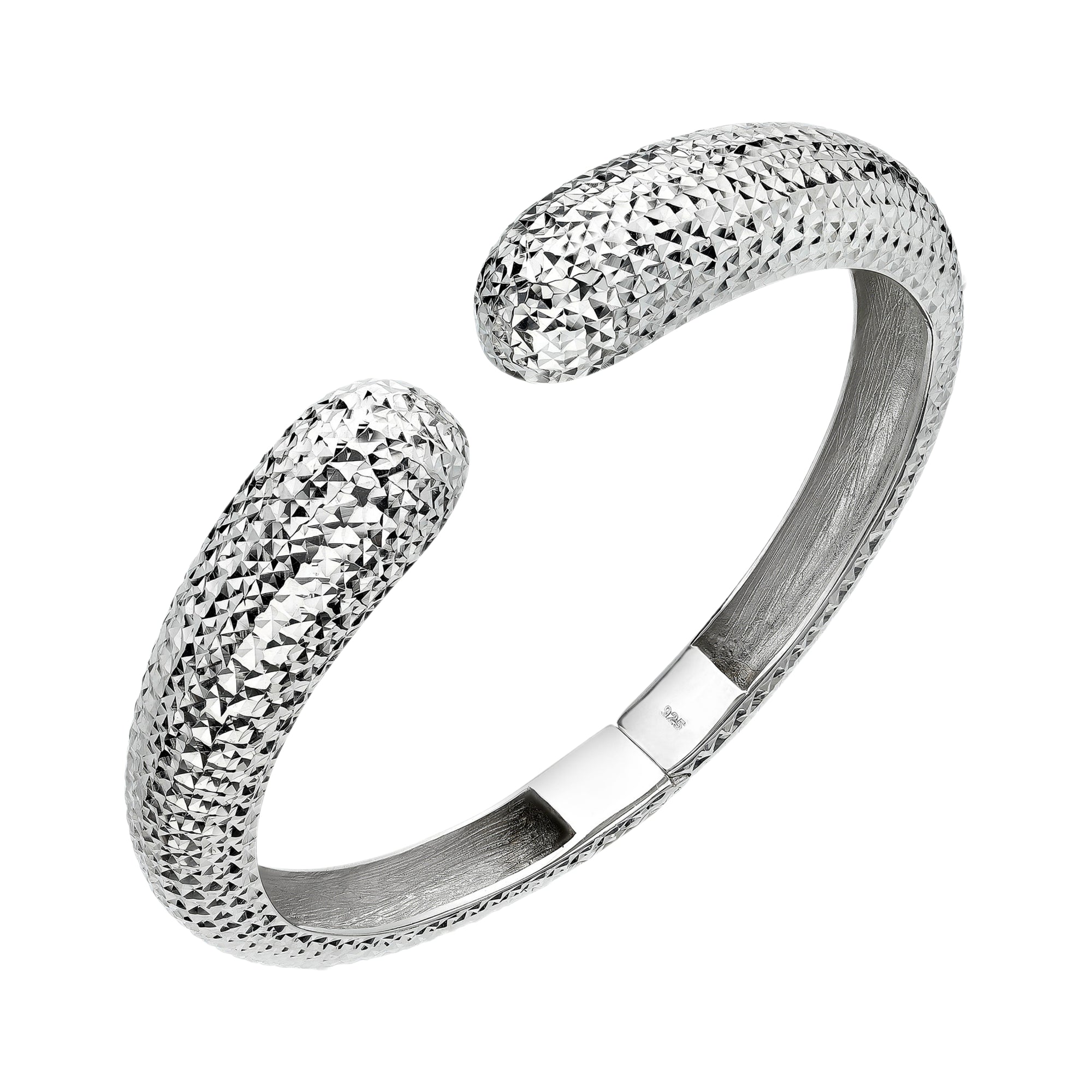 925 STERLING SILVER DIAMOND CUT WITH HINGED BANGLE