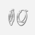 925 STERLING SILVER 15.0 MM. TRIPLE ROUND TUBES HOOP EARRINGS