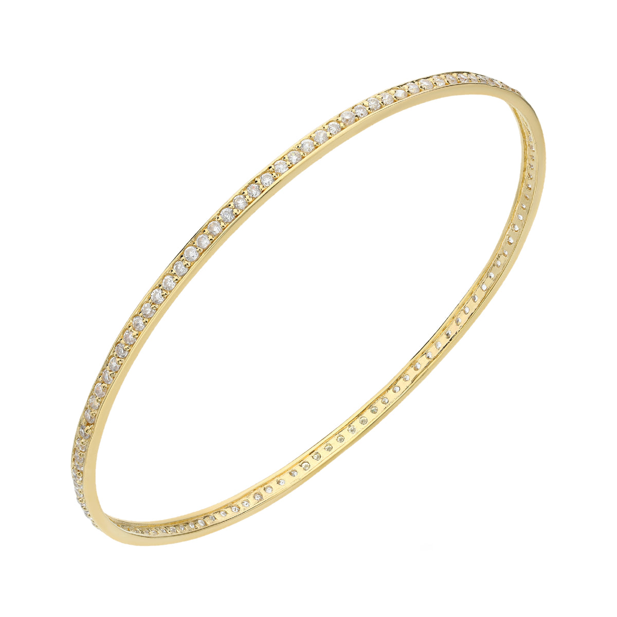 925 STERLING SILVER SLIP ON BANGLE WITH CUBIC ZIRCONIA