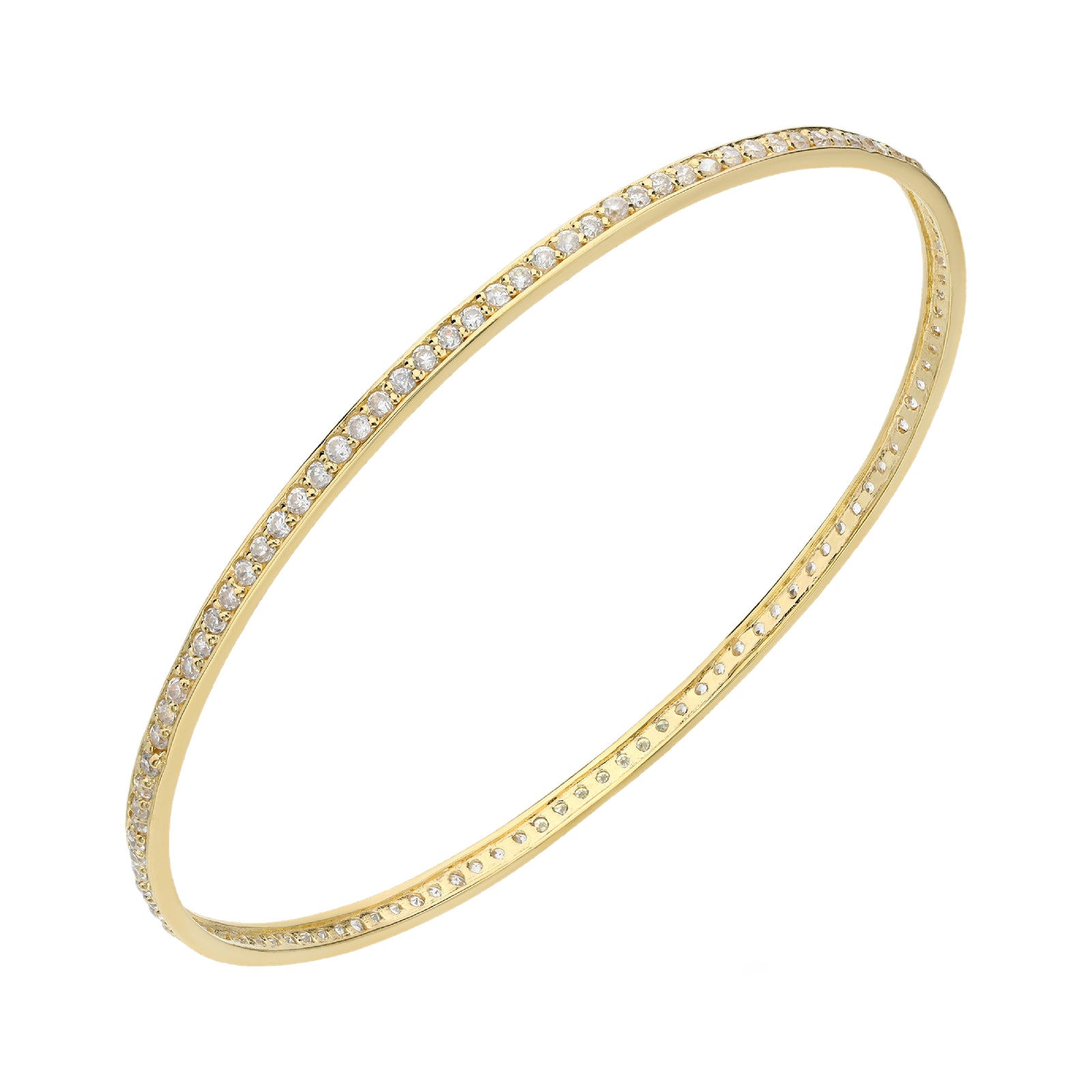 925 STERLING SILVER SLIP ON BANGLE WITH CUBIC ZIRCONIA