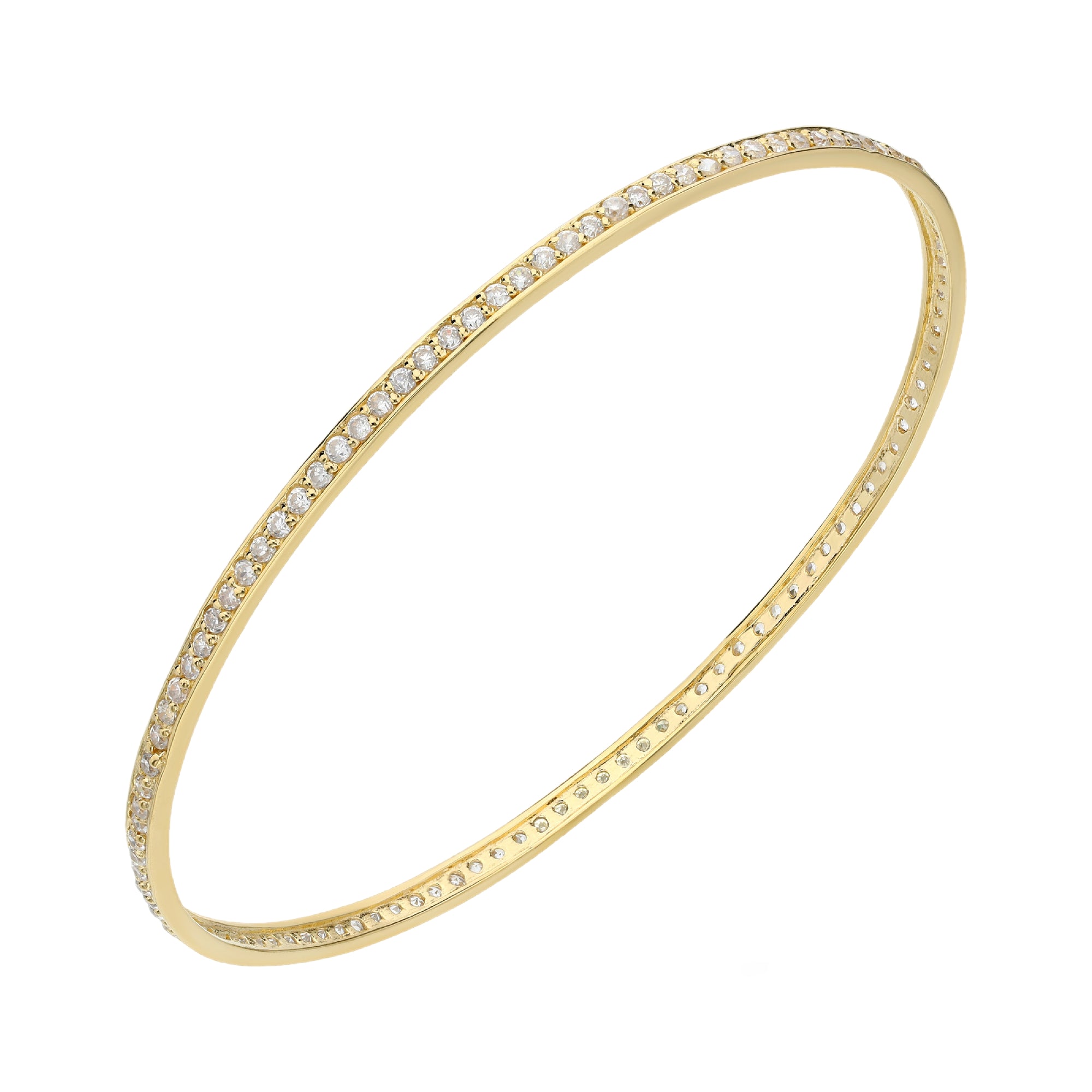 925 STERLING SILVER SLIP ON BANGLE WITH CUBIC ZIRCONIA