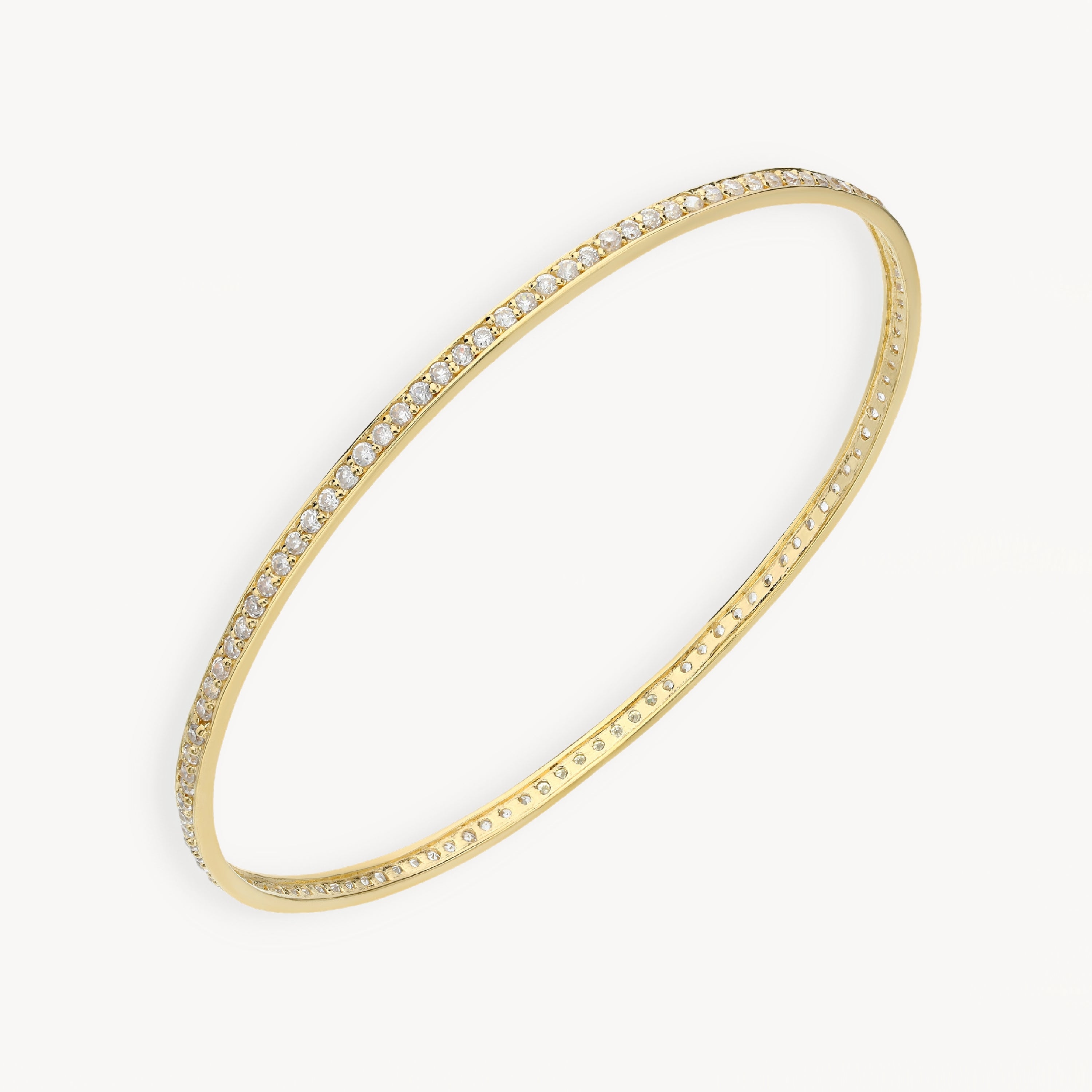925 STERLING SILVER SLIP ON BANGLE WITH CUBIC ZIRCONIA