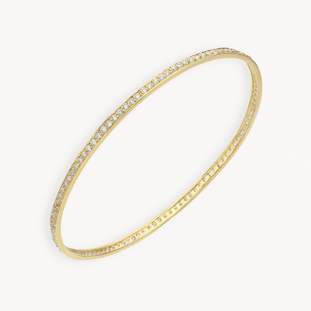 925 STERLING SILVER SLIP ON BANGLE WITH CUBIC ZIRCONIA