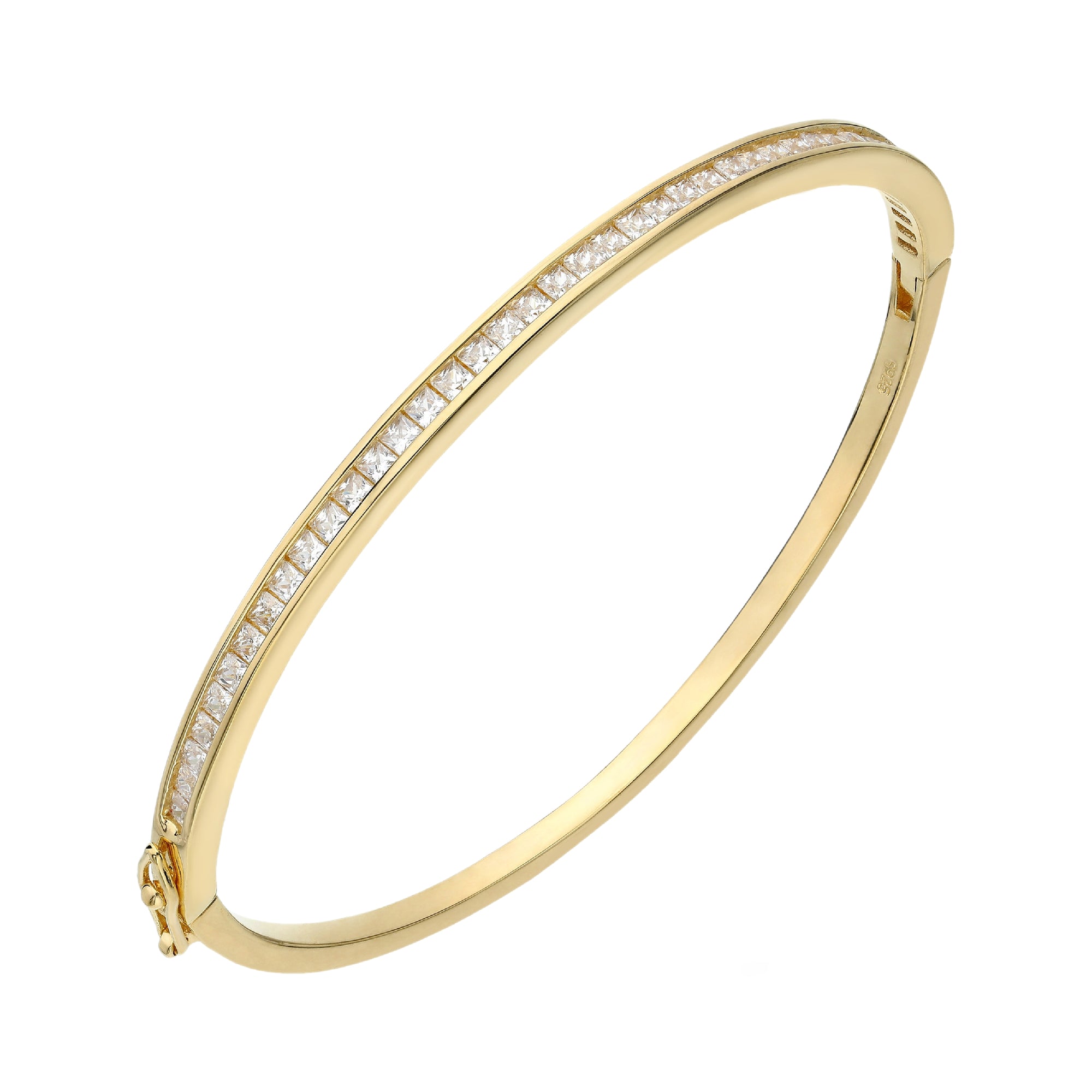 925 STERLING SILVER SLIP ON BANGLE WITH CUBIC ZIRCONIA